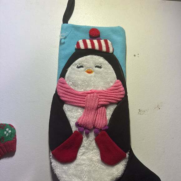 Cute Penguin Christmas Stocking - Holiday Decor with Scarf and Hat - Picture 3 of 6